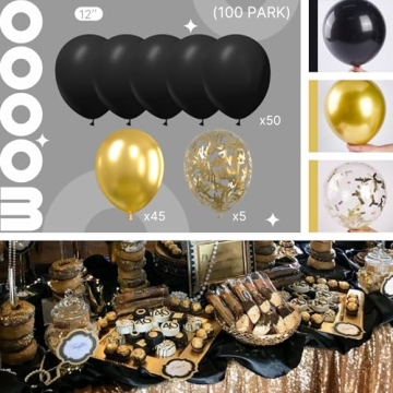 PartyWoo Black and Gold Balloons for All Celebrations