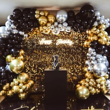 PartyWoo Black and Gold Balloons for All Celebrations