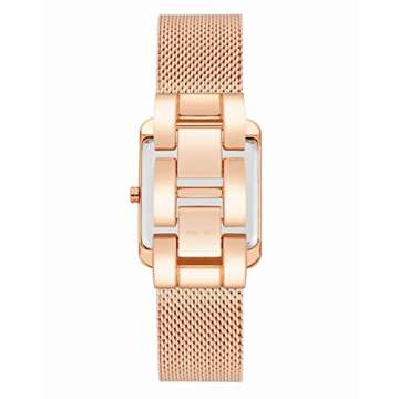 Nine West Women's Rose Gold Mesh Bracelet Watch with Adjustable Fit
