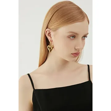 Gorgeous PALBOA Gold Heart Dangle Drop Earrings Women
