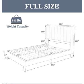 Allewie Full Platform Bed Frame/Velvet Upholstered Bed Frame with Vertical Channel Tufted Headboard/...