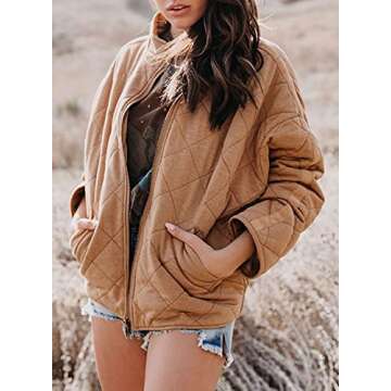 Goranbon Women's Quilted Jackets Zip up Puffer Winter Fall Coats with Pockets