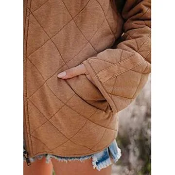 Goranbon Women's Quilted Jackets Zip up Puffer Winter Fall Coats with Pockets