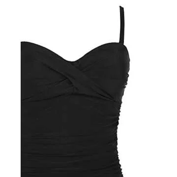 Hilor Women's Tummy Control Ruffle Swimdress One Piece