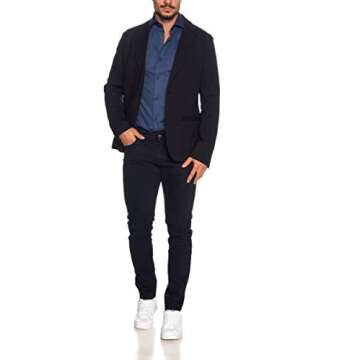 A | X ARMANI EXCHANGE Men Two Button Single Breasted Fleece Blazer, Navy, XL