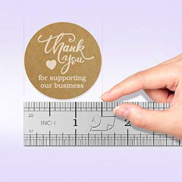 500 “Thank You for Supporting Our Business” Stickers. 1.5 inch Round. Printed in White Ink on Br...