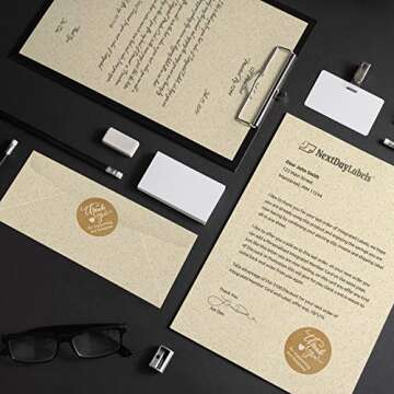 500 “Thank You for Supporting Our Business” Stickers. 1.5 inch Round. Printed in White Ink on Brown Kraft Paper.