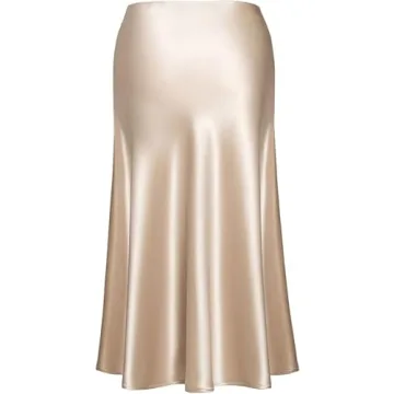 Stylish Basoteeuo Midi Skirt for Women in High-Quality Satin