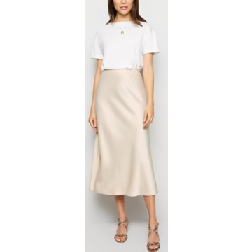 Stylish Basoteeuo Midi Skirt for Women in High-Quality Satin