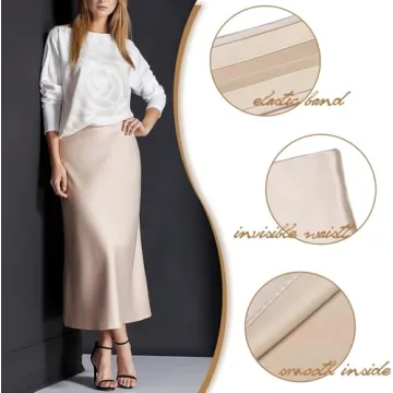 Stylish Basoteeuo Midi Skirt for Women in High-Quality Satin