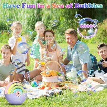 PANACARE Automatic Bubble Machine for Kids Portable Rainbow Bubble Blower Machine with Lights 2000+ ...