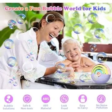 PANACARE Automatic Bubble Machine for Kids Portable Rainbow Bubble Blower Machine with Lights 2000+ Bubbles per Minute/Bubble Solution/Lanyard/Battery Powered for Outdoor Wedding Party Birthday Gifts