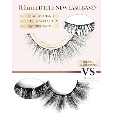 Onlyall Natural Lashes - Wispy and Lightweight False Eyelashes