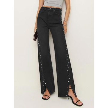 Ladyful Women's Edgy High Waist Straight Leg Jeans