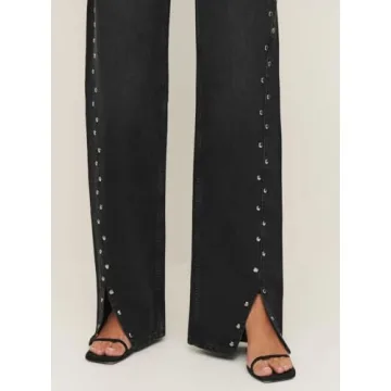 Ladyful Women's Edgy High Waist Straight Leg Jeans