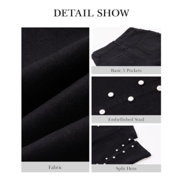 Ladyful Women's Edgy High Waist Straight Leg Jeans