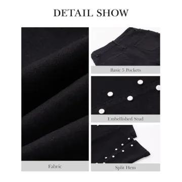 Ladyful Women's Edgy High Waist Straight Leg Jeans