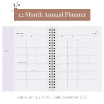 Rileys 2025 Weekly Planner - Annual Weekly & Monthly Agenda Planner, Jan - Dec 2025, Aesthetic School Planner, Flexible Cover Purple Planner, Daily Planner, Twin-Wire Binding Student Planner 8" x 6"