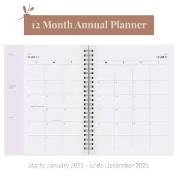 Rileys 2025 Weekly Planner - Annual Weekly & Monthly Agenda Planner, Jan - Dec 2025, Aesthetic School Planner, Flexible Cover Purple Planner, Daily Planner, Twin-Wire Binding Student Planner 8" x 6"