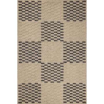 Loloi Chris Loves Julia Bradley Collection, Beige & Midnight, 2'-3" x 3'-9" Accent Rug – Classic Striped Area Rugs for Living Room, Bedroom, Entryway & Hallway, High Traffic Area Home Decor Rug