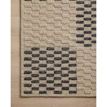 Loloi Chris Loves Julia Bradley Collection, Beige & Midnight, 2'-3" x 3'-9" Accent Rug – Classic Striped Area Rugs for Living Room, Bedroom, Entryway & Hallway, High Traffic Area Home Decor Rug