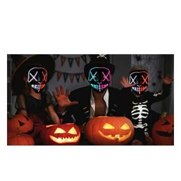 Avocabros Halloween Mask LED Light up EL Wire Masks for Festival Cosplay Halloween Costume Masquerade Parties,Carnival,Gifts (Blue Pink), Medium