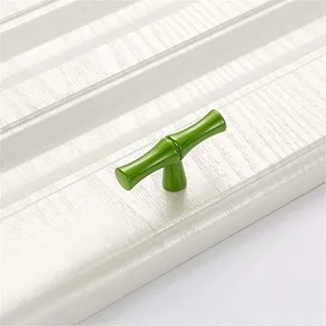 FirstDecor 6PCS Modern Creativity Green Bamboo Shape Cupboard Door knobs, Zinc Alloy Retro Furniture Handles Pull Knobs for Drawer Cabinet Wardrobe Kitchen Decoration Farmhouse Style