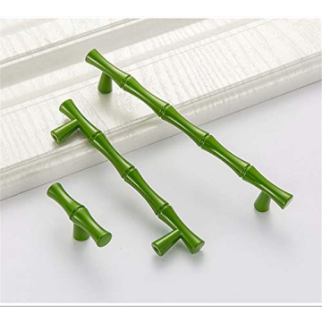 FirstDecor 6PCS Modern Creativity Green Bamboo Shape Cupboard Door knobs, Zinc Alloy Retro Furniture Handles Pull Knobs for Drawer Cabinet Wardrobe Kitchen Decoration Farmhouse Style