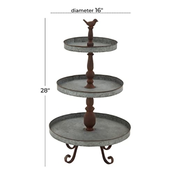 Deco 79 Metal Bird 3 Tiered Serving Tray Stand