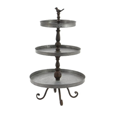 Deco 79 Metal Bird 3 Tiered Serving Tray Stand