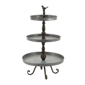 Deco 79 Metal Bird 3 Tiered Serving Tray Stand