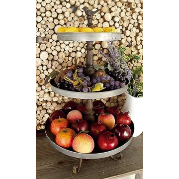 Deco 79 Metal Bird 3 Tiered Serving Tray Stand