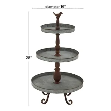 Deco 79 Metal Bird 3 Tiered Serving Tray Stand