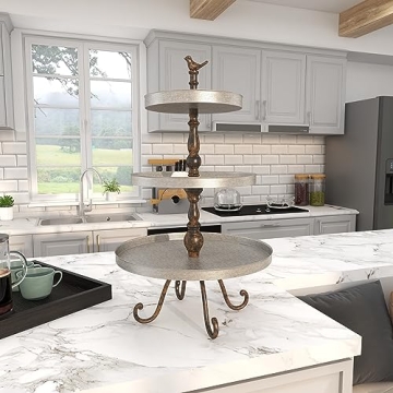 Deco 79 Metal Bird 3 Tiered Serving Tray Stand