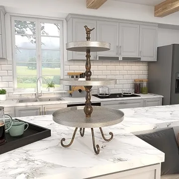 Deco 79 Metal Bird 3 Tiered Serving Tray Stand