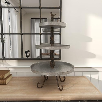 Deco 79 Metal Bird 3 Tiered Serving Tray Stand