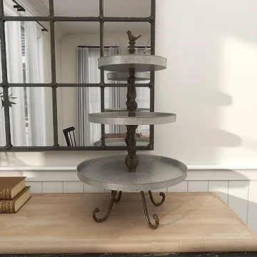 Deco 79 Metal Bird 3 Tiered Serving Tray Stand