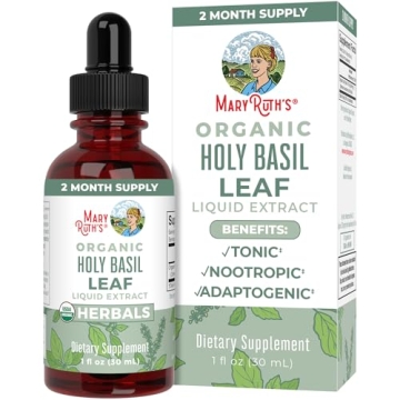 MaryRuth Organics Holy Basil Sugar Free | Tulsi Holy Basil Herbal Liquid Drops | Antioxidant | Cogni...