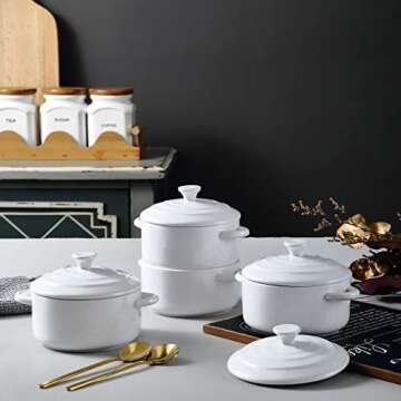 Bruntmor 8.5 Oz Mini Cocotte Ceramic Ramekins for Baking