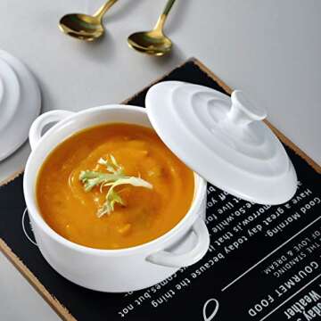 Bruntmor 8.5 Oz Mini Cocotte Ceramic Ramekins for Baking