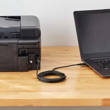 Amazon Basics USB-A to USB-B 2.0 Cable with 480 Mbps Transfer Speed for Printer or External Hard Drive, Gold-Plated Connectors, 10 Foot, Black