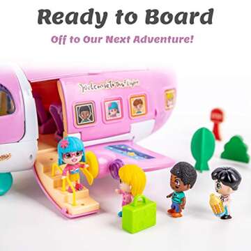 iPlay, iLearn Airplane Dollhouse Playset for Girls 3-5, Kids Pretend Play Doll House Set W/ Pink Pla...