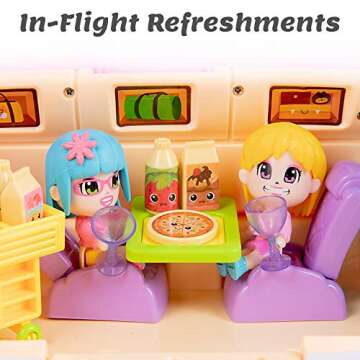 iPlay, iLearn Airplane Dollhouse Playset for Girls 3-5, Kids Pretend Play Doll House Set W/ Pink Plane, Dolls, Travel Accessories, Birthday Gifts for 4 5 6 Year Olds Children Toddlers