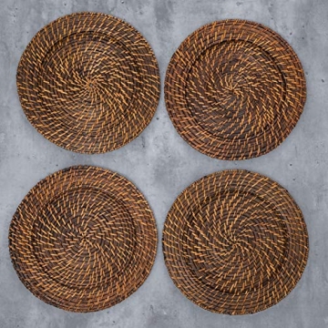 Artera Wicker Rattan Charger Plates - Elegant Set of 4 for Dining