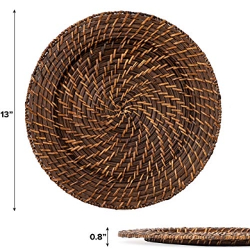 Artera Wicker Rattan Charger Plates - Elegant Set of 4 for Dining