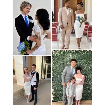 EYNMIN Women's Lace Strap Bodycon Satin Midi Dress