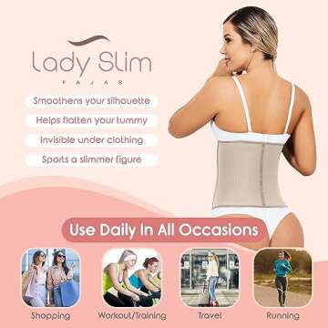 Lady Slim Fajas Colombianas Reductoras Y Moldeadoras para Mujer Underbust Waist Cincher Sport Girdle Hourglass Body Shaper