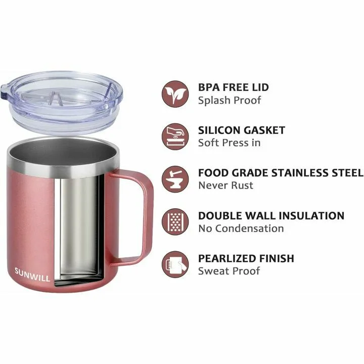 Rose Gold 14oz Insulated Coffee Travel Mug