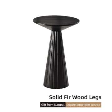 COZAYH Pedestal Small Drink Table Round Martini Table Wood Plant Stand End Table for Small Space Living Room, Bedroom, Black