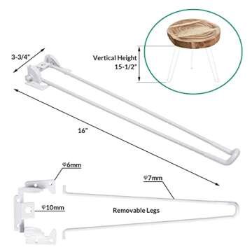 VIVIJASON 16" Foldable Hairpin Leg - Metal Table Legs for Furniture Home DIY Projects, Bench, Coffee...